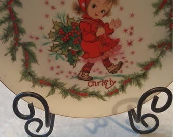 Lefton China Hand Painted Christmas Plate Christy
