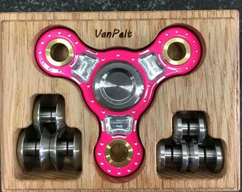 Made in USA Pink Artisan Vanpelt Tripple Fidget Spinner with interchangeable weights