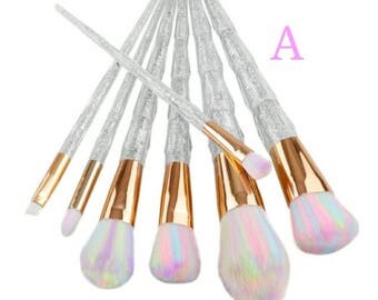 7pcs Glitter Diamond Handle Makeup Brush set Foundation Brushes Eyebrow Eyeliner Blush Cosmetic Concealer Unicorn Brushes Cosmetic Gift