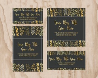 Grey and gold leaves social media template, blog template, facebook, twitter, pinterest, instagram.