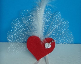 Kit magnetic pin heart on a nest of tulle with his pen with Lavender for your event