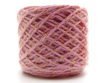 SPOOL OF THREAD PAPER RAFFIA PINK & GOLDEN X 50 M