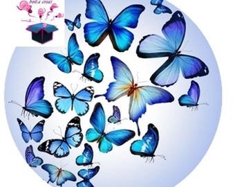 1 glass domed Butterfly 14 mm cabochon