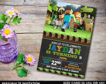 Mine Themed Invitation,Mine Themed Birthday,Mine Themed Birthday Invitation,Mine Themed Party,MIne Themed Printable,Mine Themed-NR120