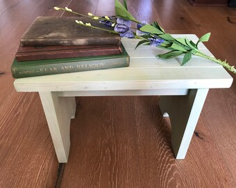 Farmhouse Wood Stool/Decorative Accent Piece - Many Colors & Finishes Available