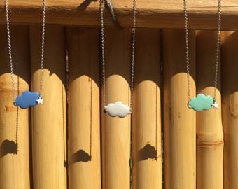 Cloud necklace on silver chain