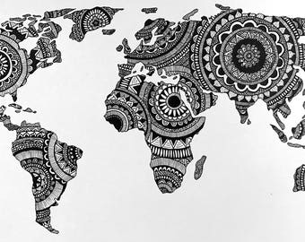 Mandala world map | Etsy