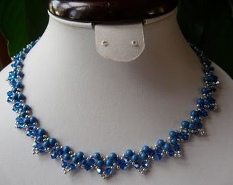 BEADED NECKLACE PEARLY AND CAPRI SWAROVSKI CRYSTAL