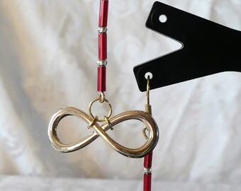 Infinity earrings red and Gold 5cm