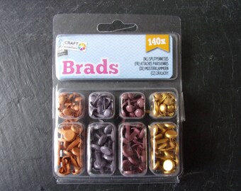 Set 140 fasteners (brads) Parisian round 4 colors 5 and 8 mm