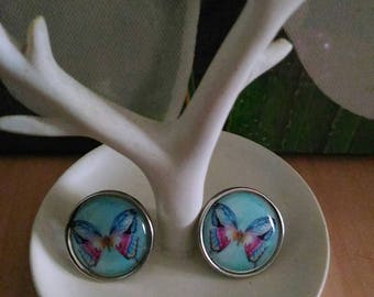 butterfly earrings magic blue