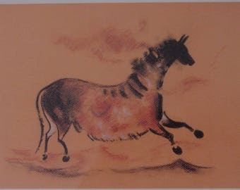 The cave of Lascaux horse wall print.
