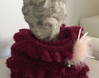 Snood/round neck mohair/silk yarn Peony