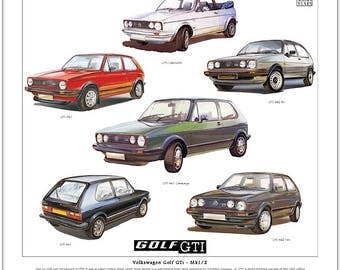 Volkswagen Golf GTi Mk1/2 - Fine Art Print (Cabriolet Campaign 8V & 16V illustrated)