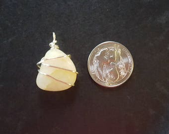 Natural Silver Wire Wrapped Stone Pendant