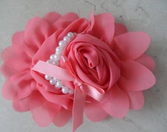 1 flower applique coral 13 cm for sewing or craft