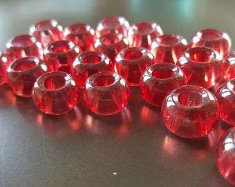 1 x glass bead - 14mm - red coral
