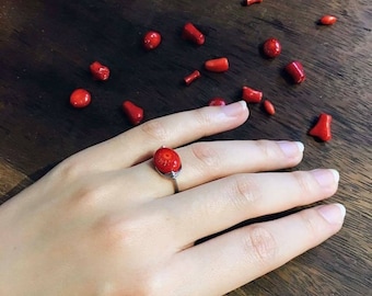 Red turquoise and silver ring