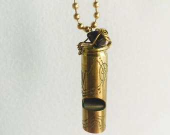 Blow The Bullet Self-protection Whistle. Necklace, pendant, bulletwhitle,