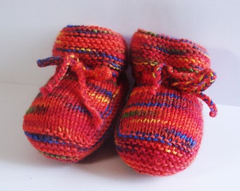 Baby booties - multicolored-red - size 0-3 months