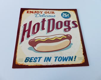 square card hot dog style advertising old vintage