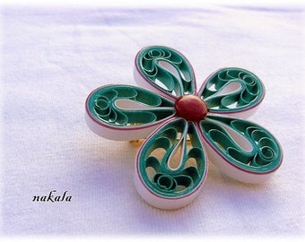 unique painted flower brooch made of paper