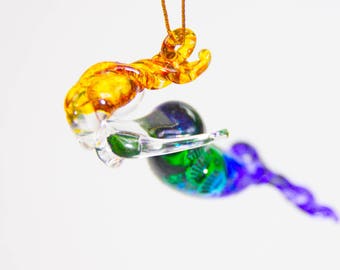 Handcrafted Blown Glass Little Mermaid Redhead Figurine Loop Ornament Suncatcher Hanging