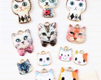 10pcs Cat Charms Kitten Charm Animal Charm Jewelry Pendant Kitten Jewelry Retro Cat Pendant Bracelet Neckalce Making DIY Jewelry Accessories