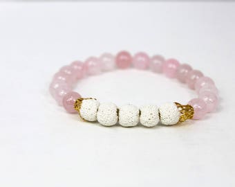 rose quartz bead bracelet