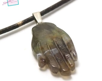 1 agate pendant Moss "hand of Fatima" 41 x 24 x 8 mm, natural stone
