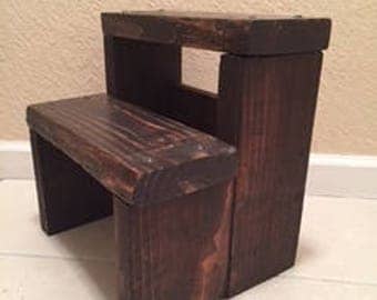 Rustic Distressed Wooden Step Stool