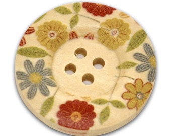 set of 5 wooden buttons painted 30 mm