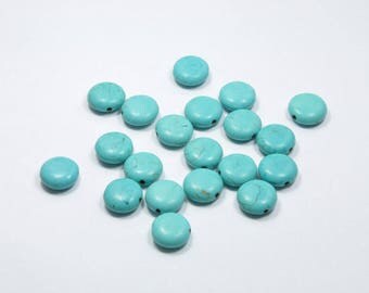 Set of 20 round reconstituted turquoise beads