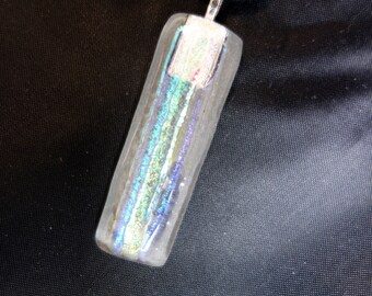 FREE SHIPPING pendant fused dichroic glass with choice of necklace length and type either cotton cord or chain