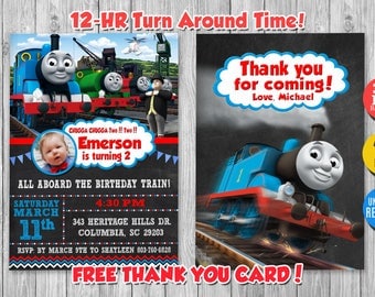 Thomas The Train Invitation with Photo and FREE Thank you card! Thomas The Train Birthday, Thomas The Train Birthday Invitation, ThomasTrain