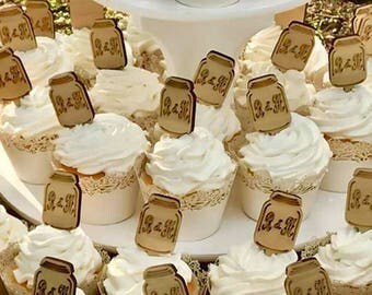 Cupcake ToppersMason Jar TopperCake JarsRustic Wedding Cupcake ToppersMason Jar TopperCake JarsRustic Wedding