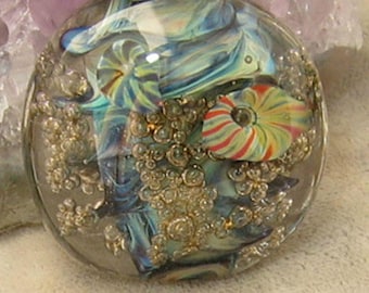 Bubble Deep Sea Barnacle Reef Lampwork Glass Focal Bead w murrine sra