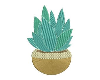 Succulent Plant 2 Machine Embroidery File design 13x18 inch hoop