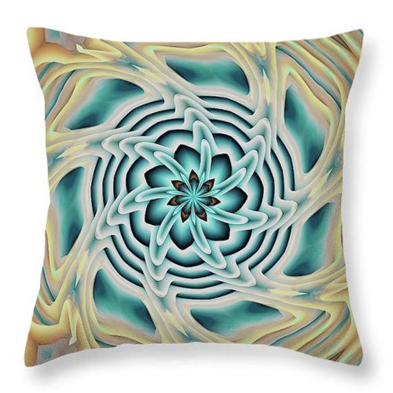 Blue Kaleidoscope Throw Decorative Designer Artist Created Pillow 18 inch Square with Zipper and Insert