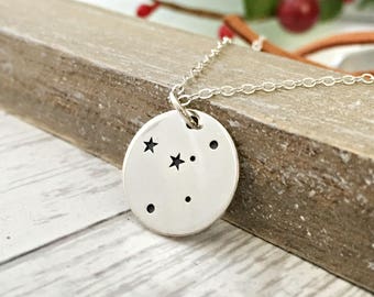 Cancer Necklace, Zodiac Jewelry - Constellation Jewelry - Stars - June July Birthday Gift for Her - Sterling Silver - Bronze - Gold