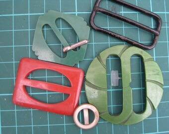 Vintage 50's buckles, 5 old buckles,