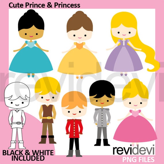 Items similar to Cute Prince and Princess Clip art - Multiracial boys ...