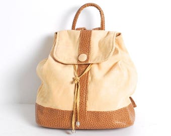 YELLOW faux suede vegan ostrich leather 90s mini BACKPACK