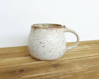 Pottery Mug, Stoneware Coffee Cup in Satin Oatmeal Glaze