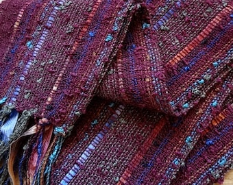 handwoven scarf marsala bordeaux lightweight and narrow