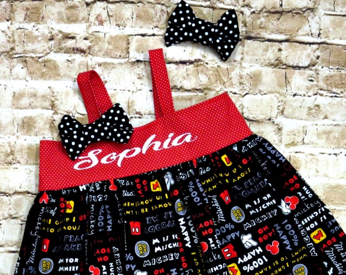 Mickey Mouse Dress - Disney Birthday - Minnie Mouse - Toddler Girl Clothes - Little Girl Dress - Birthday Dress - 6 mos to 8 yrs