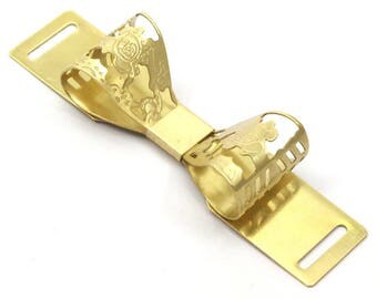 Raw Brass Bow Belt Buckle , Findings (90x20mm) D147--c099