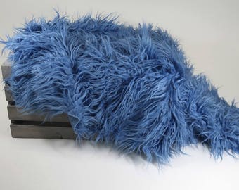 Flokati Newborn Props, Blue Faux Fur Photo Props, Baby Boy Photography Props, Artificial Fur, Mongolian Fur Fabric, Blueberry BaSkeT StuFfeR