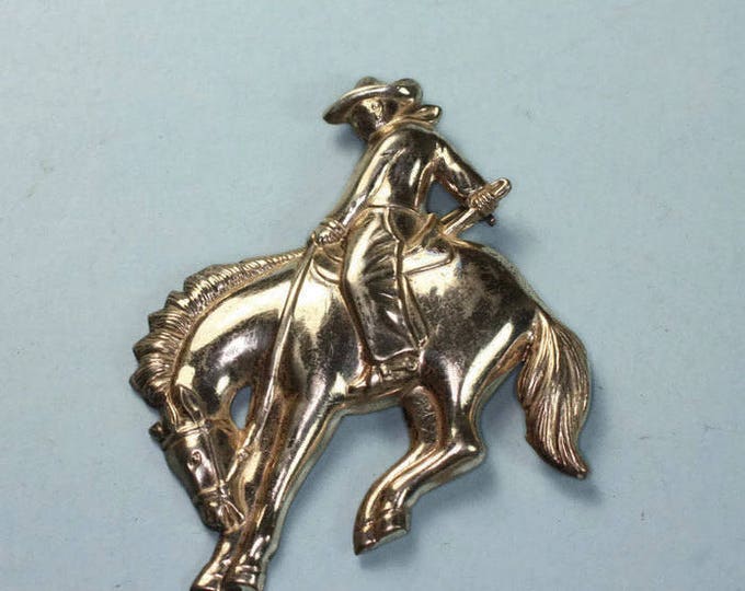 Cowboy and Western Horse Brooch Bucking Bronco Sterling Silver Vintage