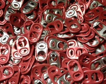 Bulk size of 100 Red Aluminum Soda Tabs... I believe they came off Budweiser Cans. Ready to craft and have fun with!!!